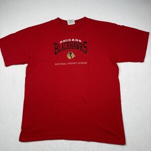 Vintage Chicago Blackhawks Graphic Shirt Mens XL Red NHL Hockey Lee Sport 90s